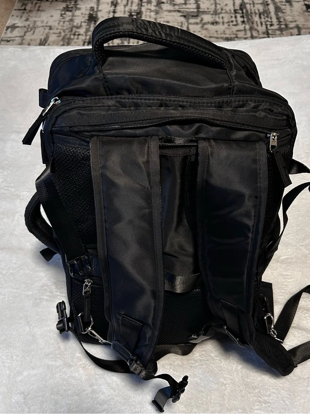 Men's Black Nylon Backpack with Padded Straps